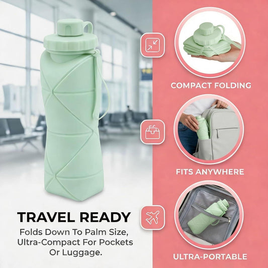 Collapsible Water Bottle Silicone Foldable Water Bottles For Travel Easy To Carry Design